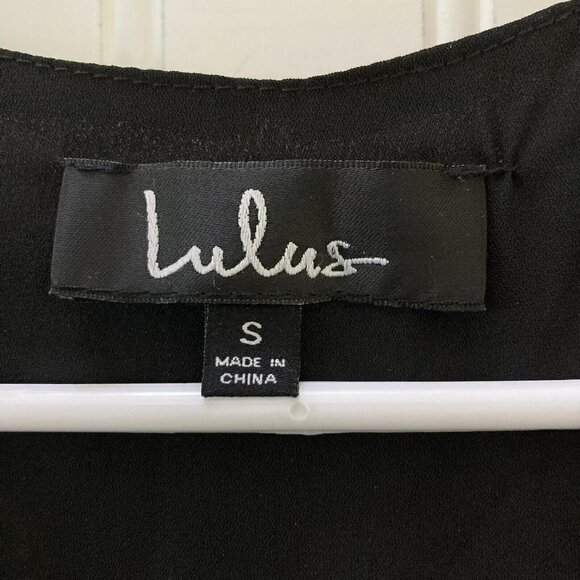 Lulus Black Floral Hi-Low Ruffle Hem Wrap Sleeveless Solid Lined Maxi Dress Sz S - Picture 9 of 12